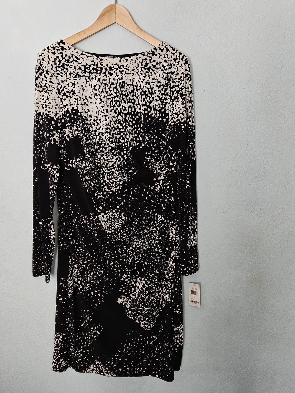 American Living Black & White Speckled Long Sleeve Dress